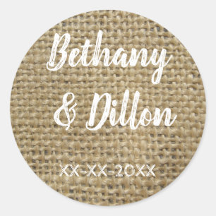 Burlap Wedding Runder Aufkleber