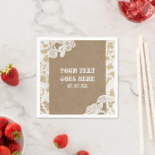 Burlap & White Floral Lace Elegante Rustikale Hoch Serviette (Beispiel)