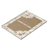 Burlap & White Floral Lace Elegantes Rustikales Jo Notizblock (Linke Seite)