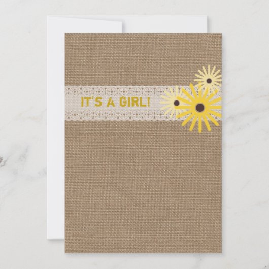 Burlap Wildlowers Kinderdusche Einladung (Vorderseite)