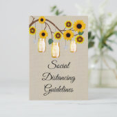 Burlap Yellow Floral Mason Jar Sicherheitsmaßnahme Begleitkarte (Stehend Vorderseite)