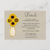 Burlap Yellow Floral Mason Jar Wedding Details Begleitkarte (Vorderseite)