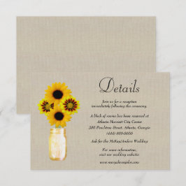Burlap Yellow Floral Mason Jar Wedding Details Begleitkarte