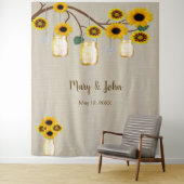 Burlap Yellow Floral Mason Jars Foto Hintergrund Wandteppich (Beispiel)