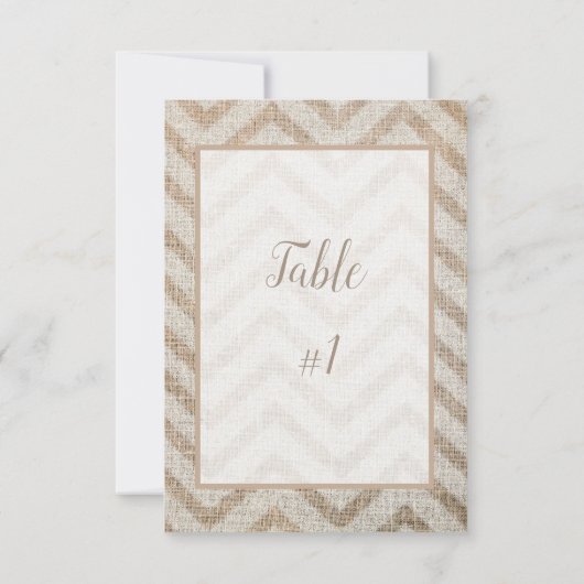 Burlap Zickzack Empfang-Tischkarte Einladung (Rückseite)
