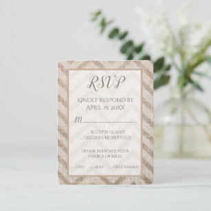 Burlap Zickzack Wedding RSVP Card Karte