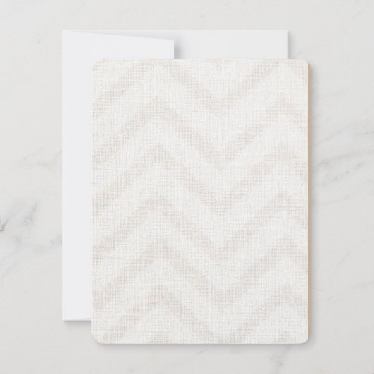 Burlap Zickzack Wedding RSVP Card Karte (Rückseite)