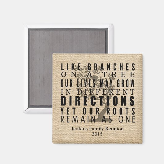 Burlap-Zweige auf einer Wiedersehen-Quote für eine Magnet (Vorderseite/Rückseite)