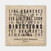 Burlap-Zweige auf einer Wiedersehen-Quote für eine Magnet (Vorne)