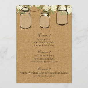 Burlende Elfenbein-Rose mason jar Hochzeitskarte Menükarte