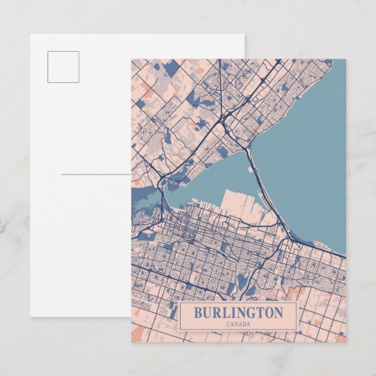 Burlington Canada Breezy City Map Travel Postkarte (Vorne/Hinten)
