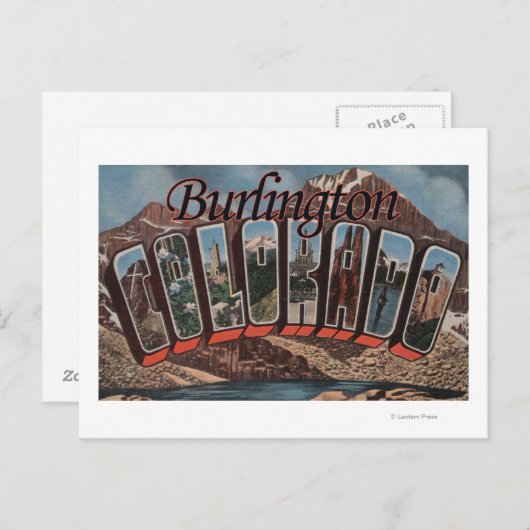Burlington, Colorado - Große Buchstabenszenen Postkarte (Vorne/Hinten)