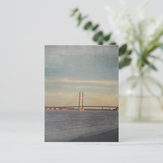 Burlington, Iowa-Brücke und Mississippi-Fluss Postkarte (Stehend Vorderseite)