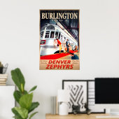 Burlington Iowa Denver Zephyrs Burlington Route Poster (Heimbüro)