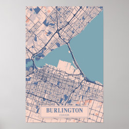 Burlington Kanada Windige Stadtkarte Reise Poster