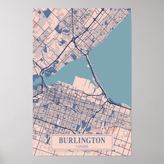 Burlington Kanada Windige Stadtkarte Reise Poster (Vorne)
