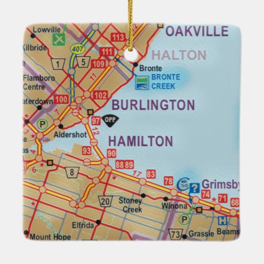 Burlington Ontario Karte Keramikornament (Rückseite)