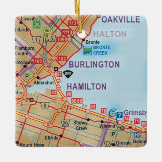 Burlington Ontario Karte Keramikornament (Vorderseite)