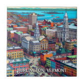 Burlington, Vermont Comic Book Style Art Fliese (Vorderseite)