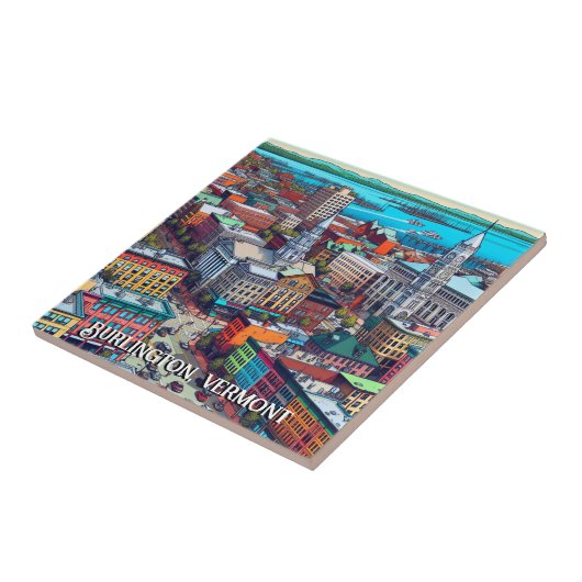 Burlington, Vermont Comic Book Style Art Fliese (Seite)