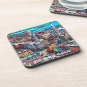 Burlington, Vermont Comic Book Style Art Getränkeuntersetzer (Linke Seite)