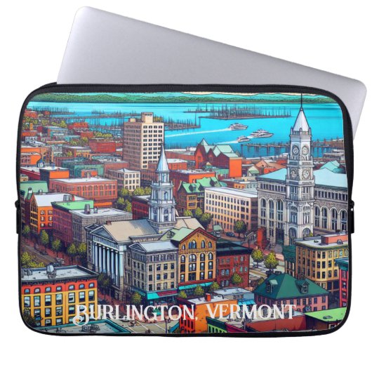 Burlington, Vermont Comic Book Style Art Laptopschutzhülle (Vorderseite)