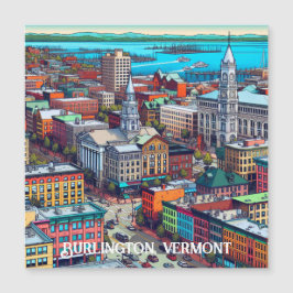 Burlington, Vermont Comic Book Style Art Magnetkarte