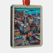 Burlington, Vermont Comic Book Style Art Ornament Aus Metall (Rechts)