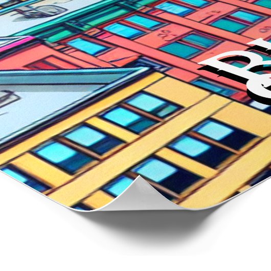 Burlington, Vermont Comic Book Style Art Poster (Ecke)