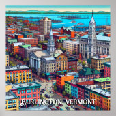 Burlington, Vermont Comic Book Style Art Poster (Vorne)