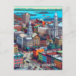 Burlington, Vermont Comic Book Style Art Postkarte