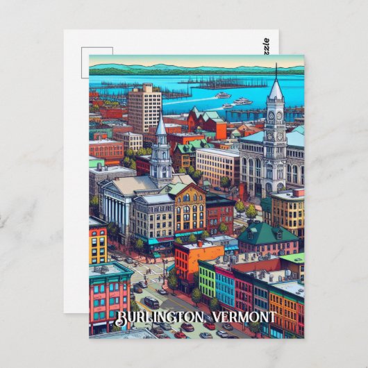 Burlington, Vermont Comic Book Style Art Postkarte (Vorne/Hinten)