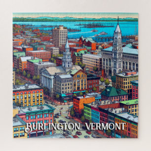 Burlington, Vermont Comic Book Style Art Puzzle
