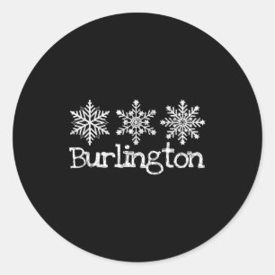 Burlington Vermont Schneeflocken Skifahrer Skifahr Runder Aufkleber