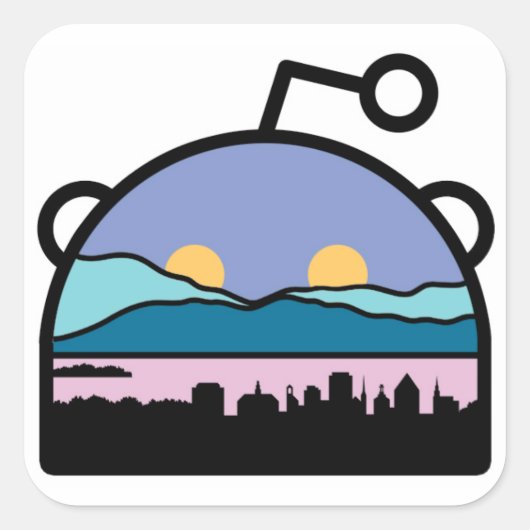 Burlington, VT Sub Reddit Logo Quadratischer Aufkleber (Vorderseite)