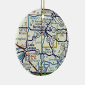 Burlington WI Vintag Map Keramik Ornament (Rechts)
