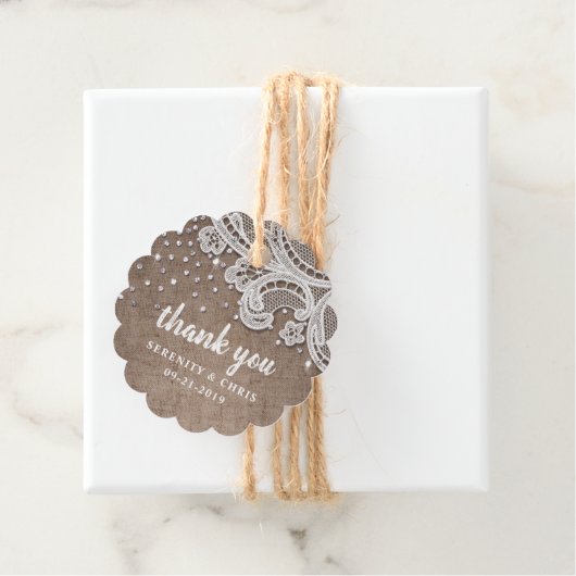 Burlrasen Glitzer rustikale Hochzeit danke Geschenkanhänger (Beispiel)