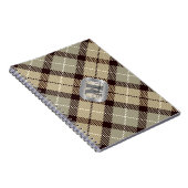 Burlywood Gray Tartan Metallic Monogram Script Notizblock (Rechte Seite)