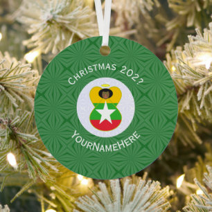 Burma Myanmar Flagge Engel Weihnachten Personalisi Ornament Aus Metall