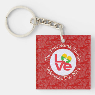 Burma Myanmar-Flagge Herz LIEBE Rot Personalisiert Schlüsselanhänger