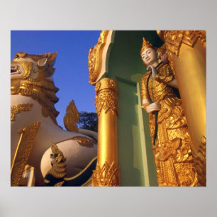 Burma (Myanmar), Rangoon (Yangon) Tempel Poster