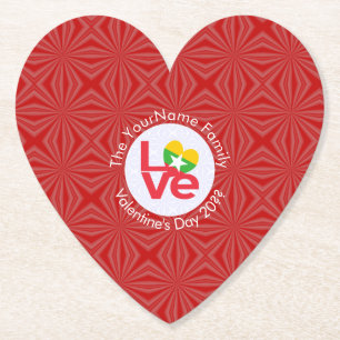 Burma Myanmar Rot LOVE-Flagge Personalisiert  Untersetzer