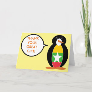 Burma Myanmar Sprechende Ms Penguin Personalisiert Dankeskarte
