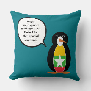 Burma Myanmar Sprechende Ms Penguin Personalisiert Kissen