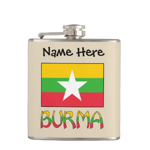 Burma und Myanmar-Flagge Personalisiert Flachmann