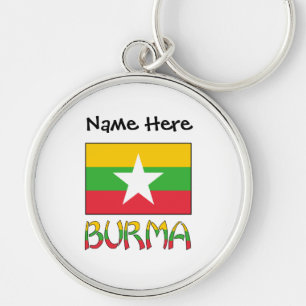 Burma und Myanmar-Flagge personalisiert  Schlüsselanhänger