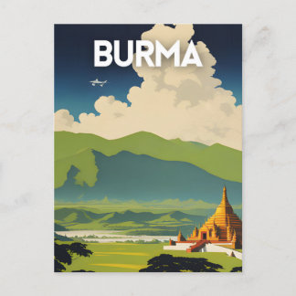 Burma Vintage Travel Poster Postkarte