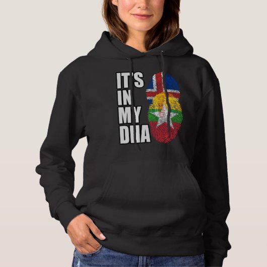 Burmese And Icelandic Mix DNA Flag Heritage Hoodie (Vorderseite)