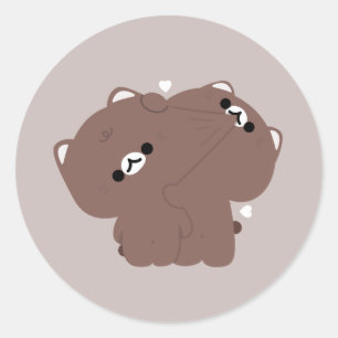 Burmese Cat Couple Runder Aufkleber