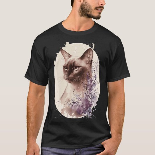 Burmese Cat Japanese Cherry Blossom Sakura T-Shirt (Vorderseite)